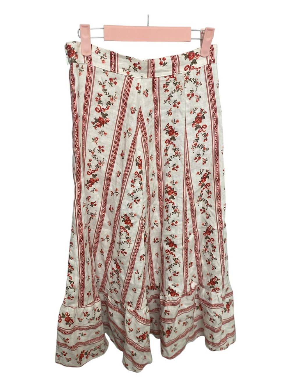 Reformation Yucca Linen Two-Piece with Red Floral Stripe- Sz 6 - Picture 3 of 6